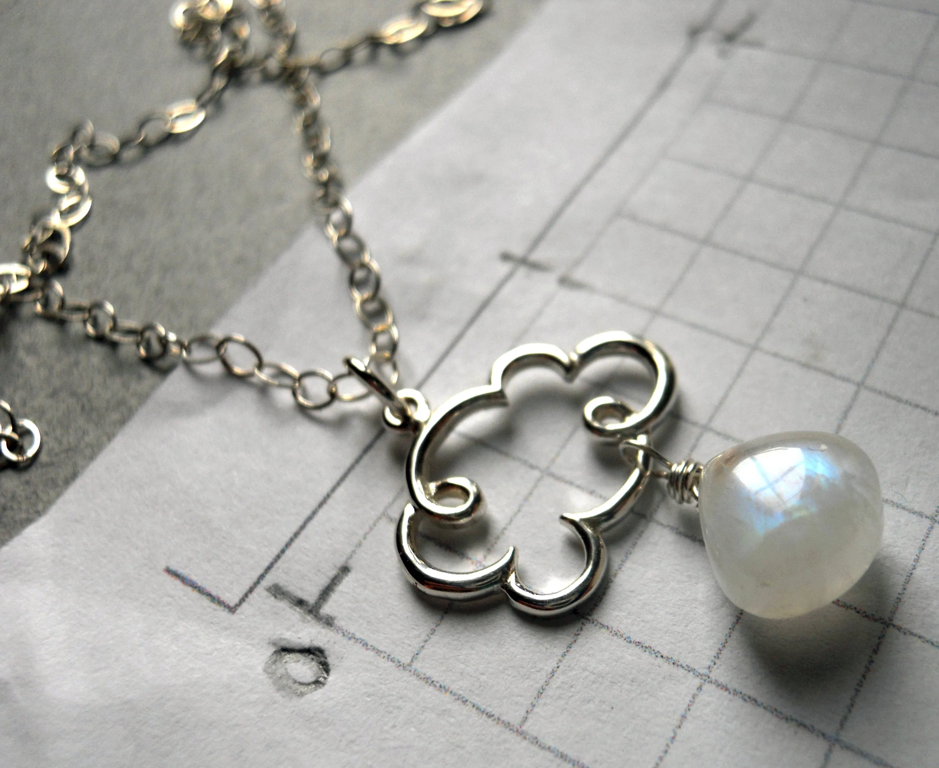 Cloud Charm Necklace with Moonstone