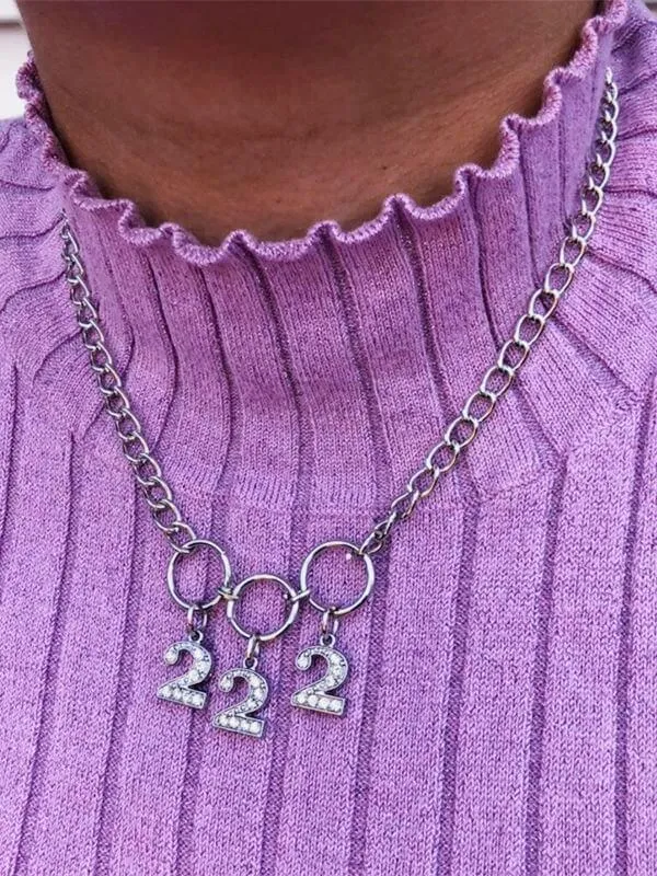 Custom Rhinestone Numbers Chain Necklace