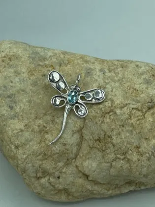 Dragonfly Pendant (Blue Topaz or Garnet)