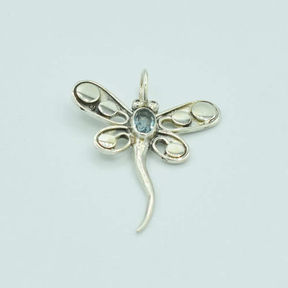 Dragonfly Pendant (Blue Topaz or Garnet)