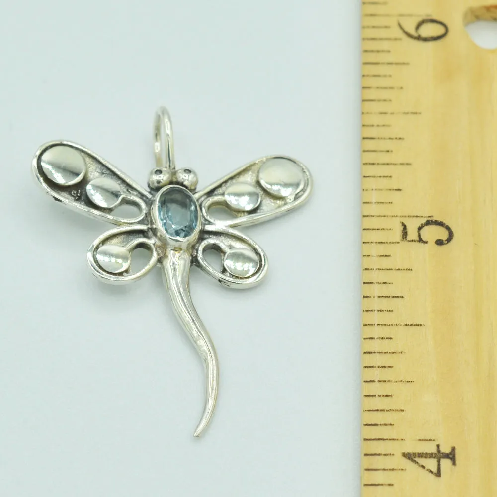 Dragonfly Pendant (Blue Topaz or Garnet)