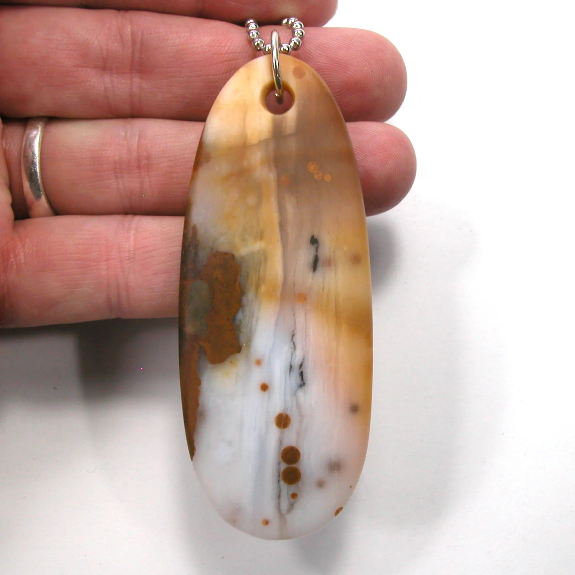 DVH Oregon Polka Dot Agate Matte Bead Pendant Jasper 84x33x8 (5373)