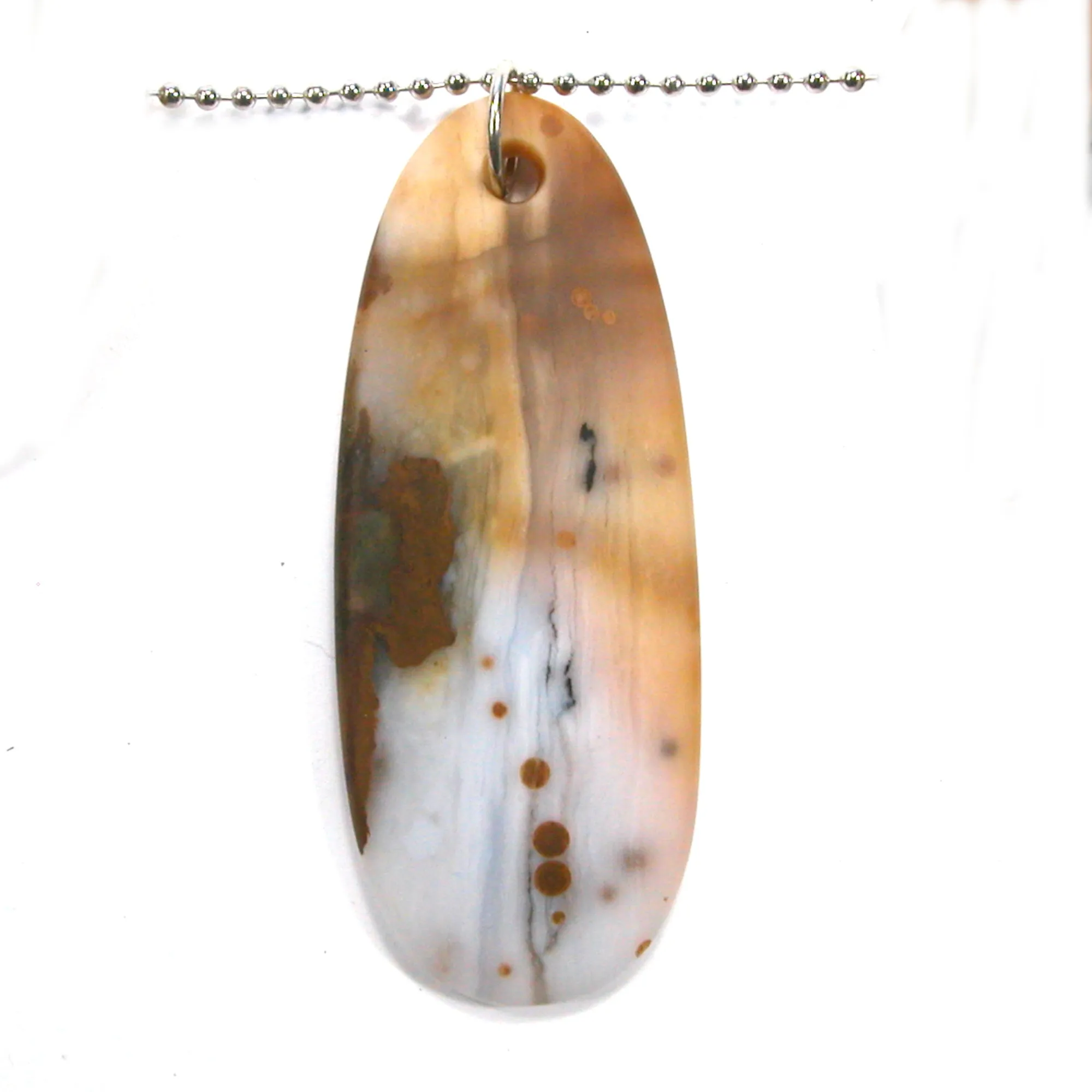 DVH Oregon Polka Dot Agate Matte Bead Pendant Jasper 84x33x8 (5373)