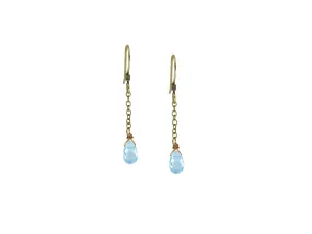 Edgy Petal - Earrings - Mini Dainty Chain (Blue Topaz)