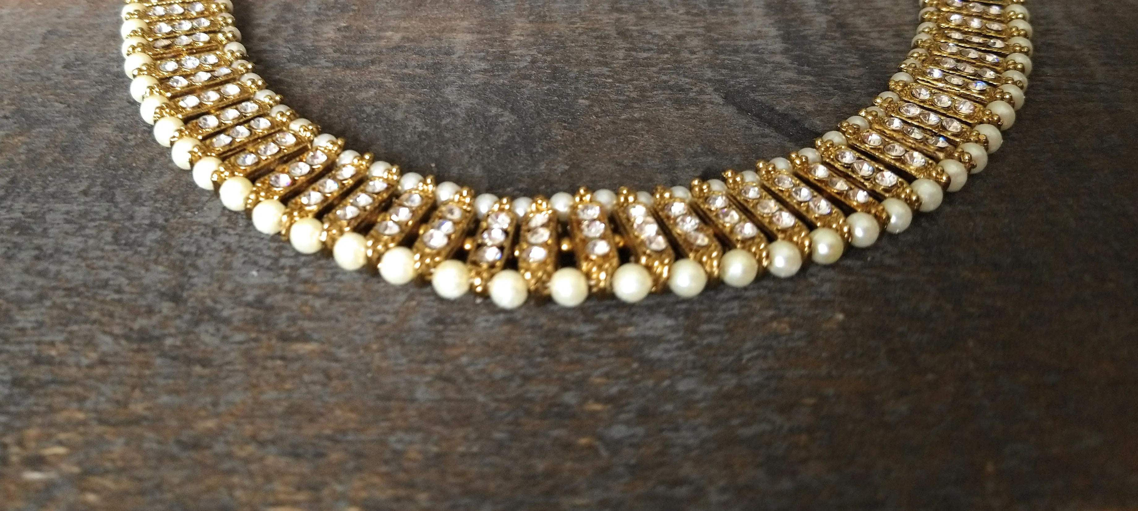 Ethnnic Choker With Champagne stones and Pearls