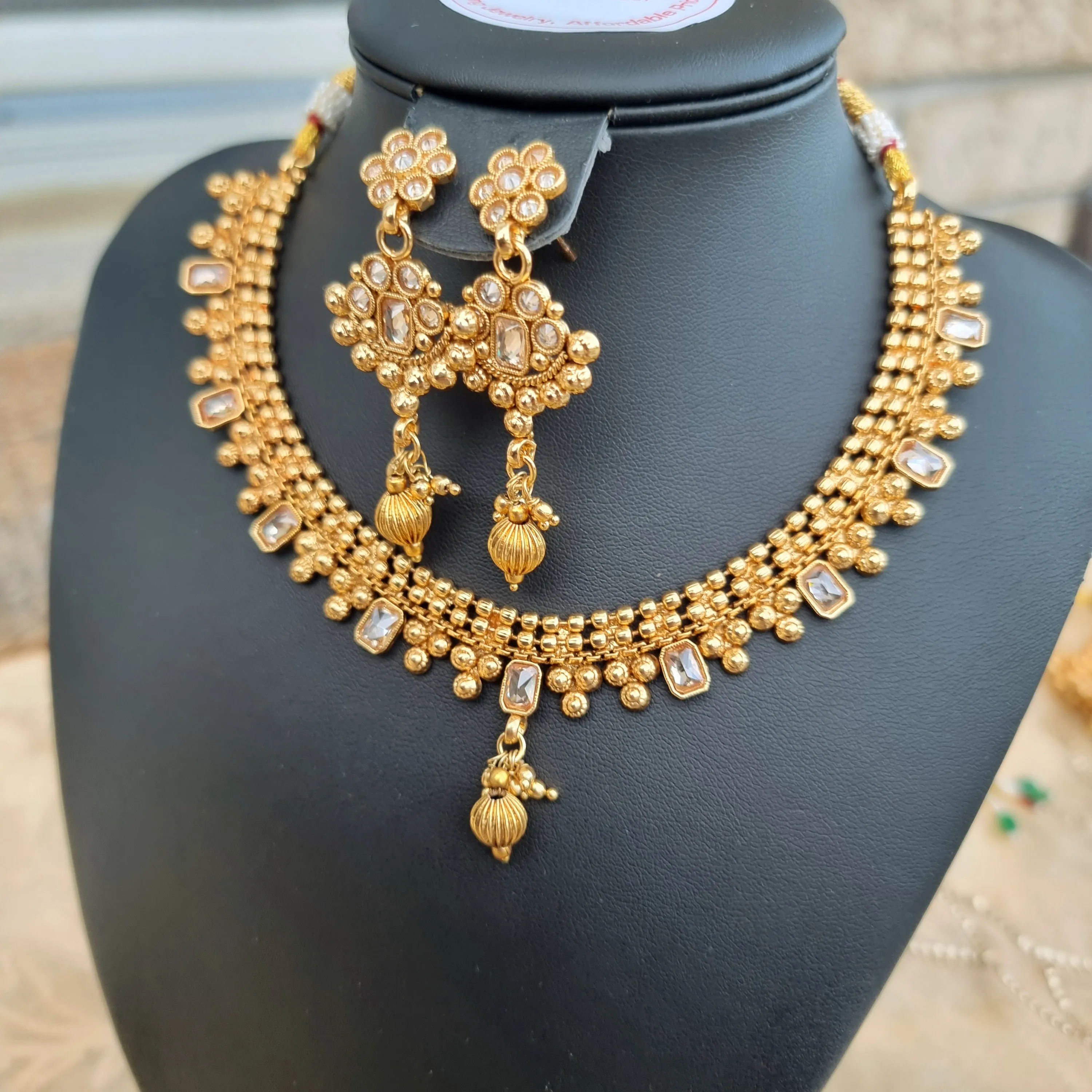 Exquisite Ethnic Choker Set with Matching Earrings