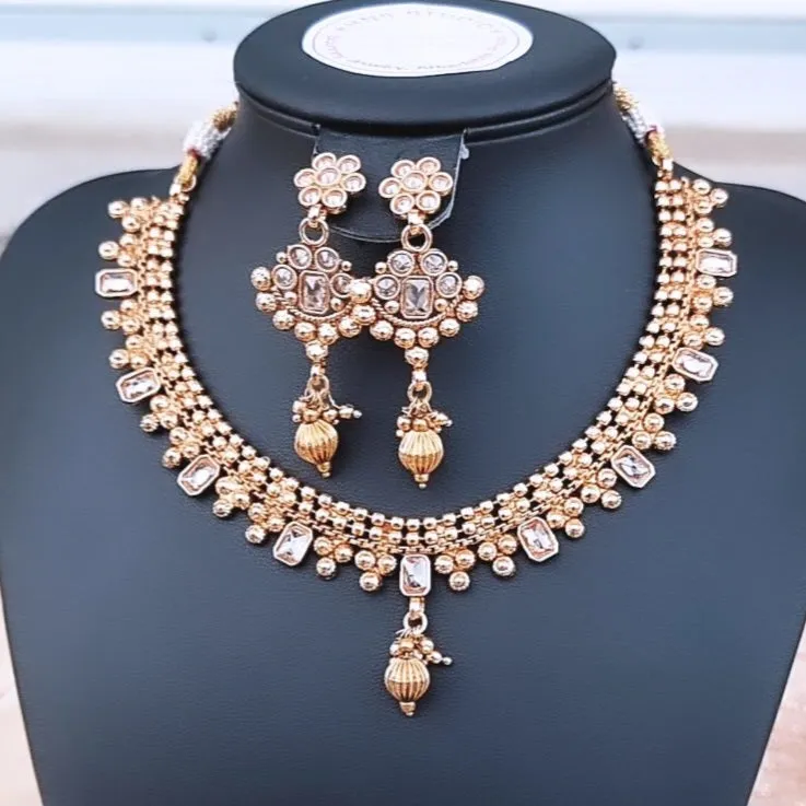 Exquisite Ethnic Choker Set with Matching Earrings