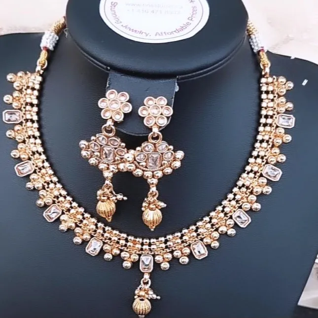 Exquisite Ethnic Choker Set with Matching Earrings