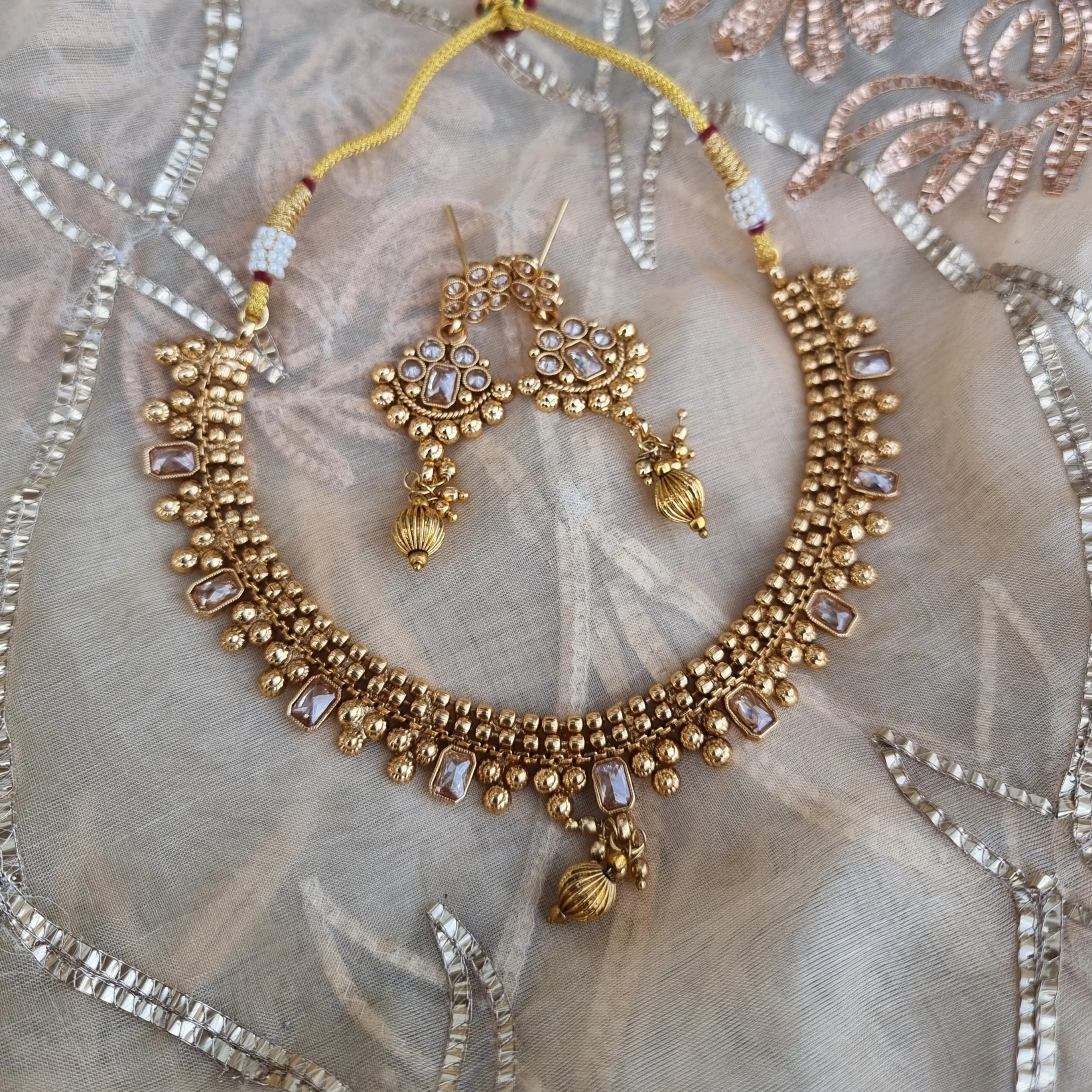 Exquisite Ethnic Choker Set with Matching Earrings