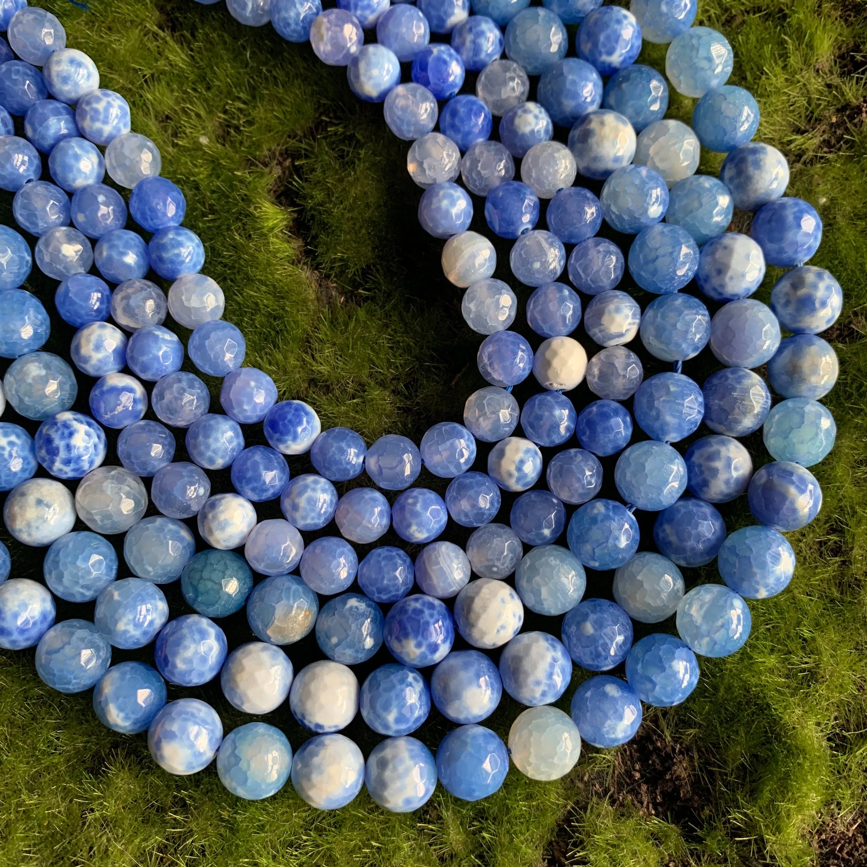 Fire Agate - Sky Blue Faceted Rounds