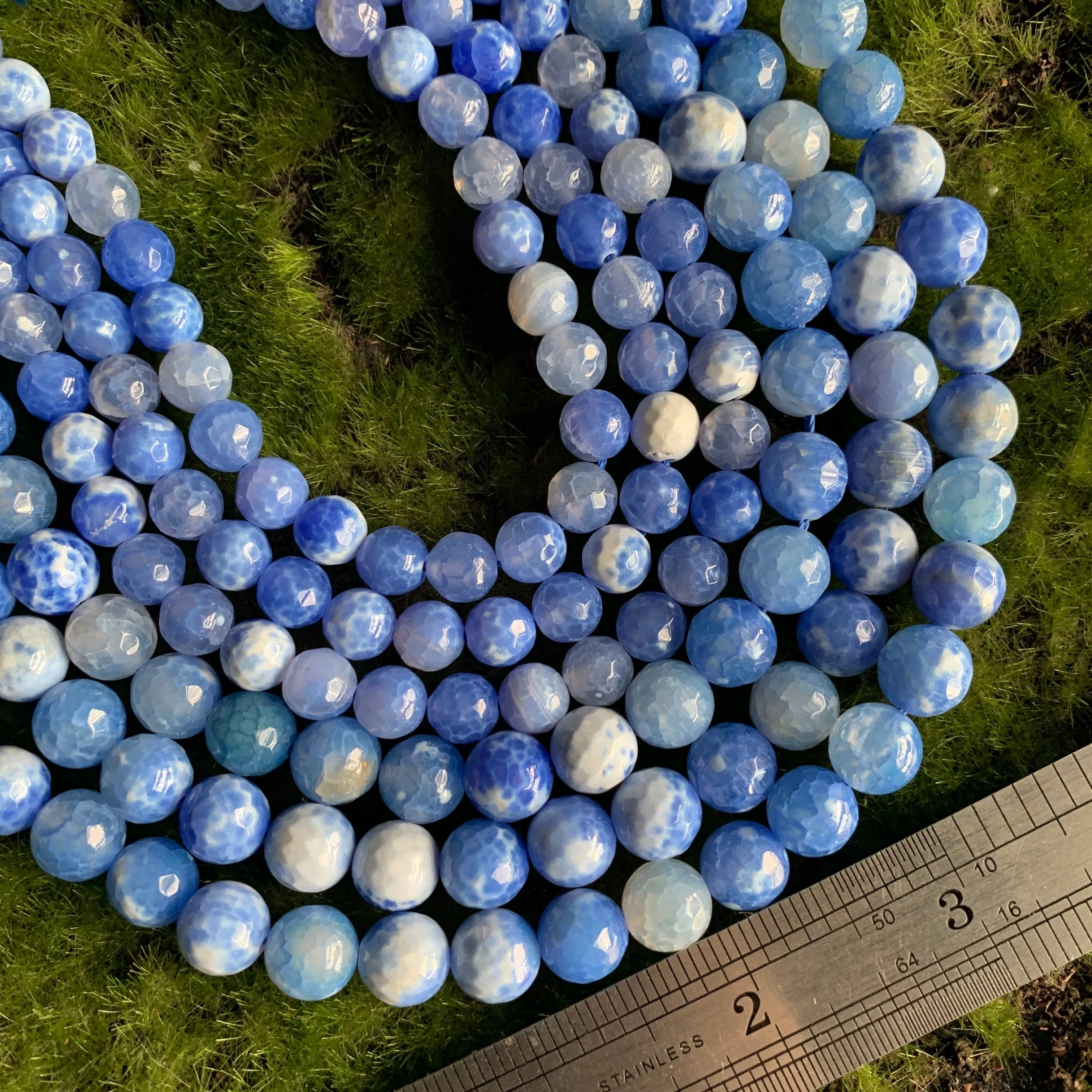 Fire Agate - Sky Blue Faceted Rounds