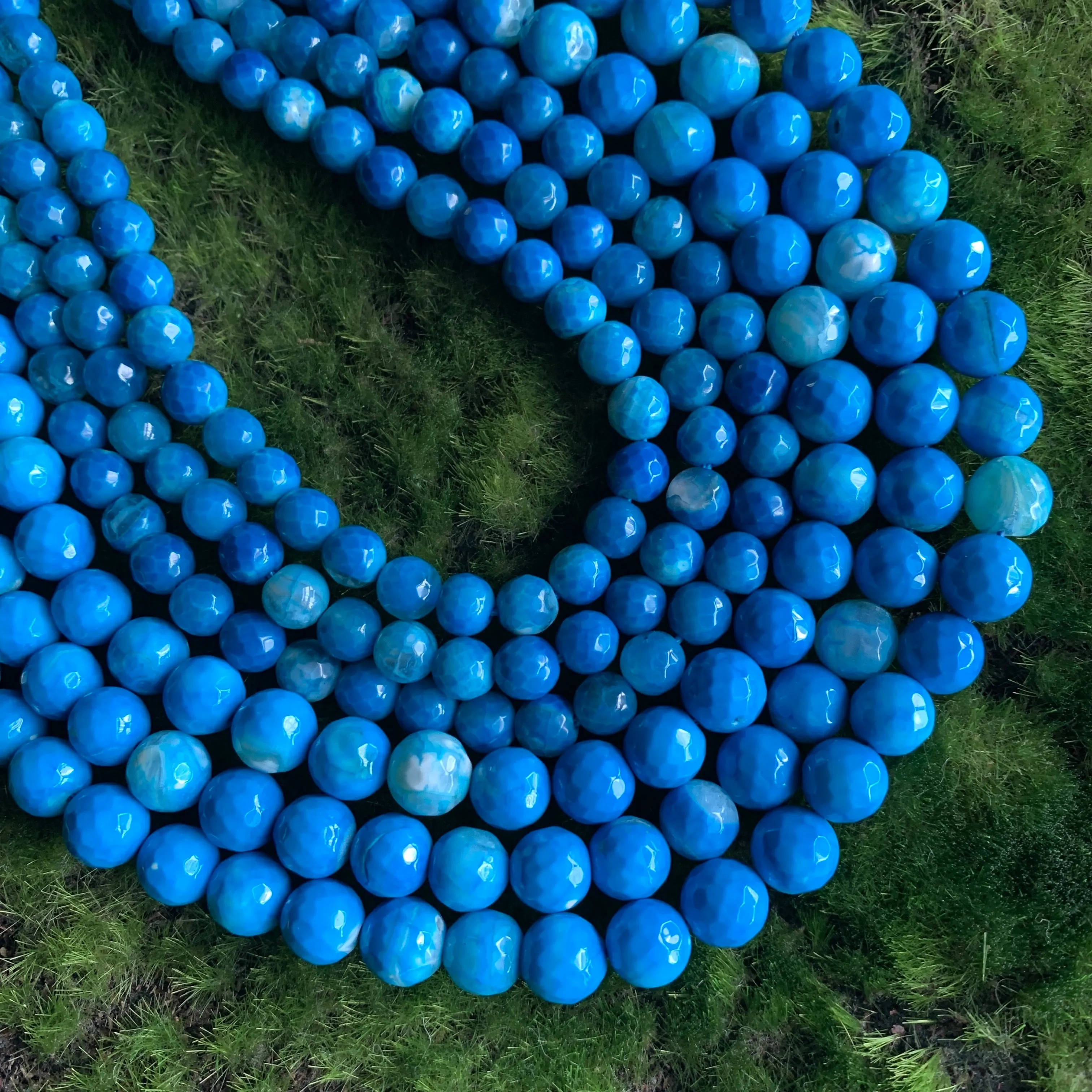 Fire Agate - Teal Blue Faceted Rounds