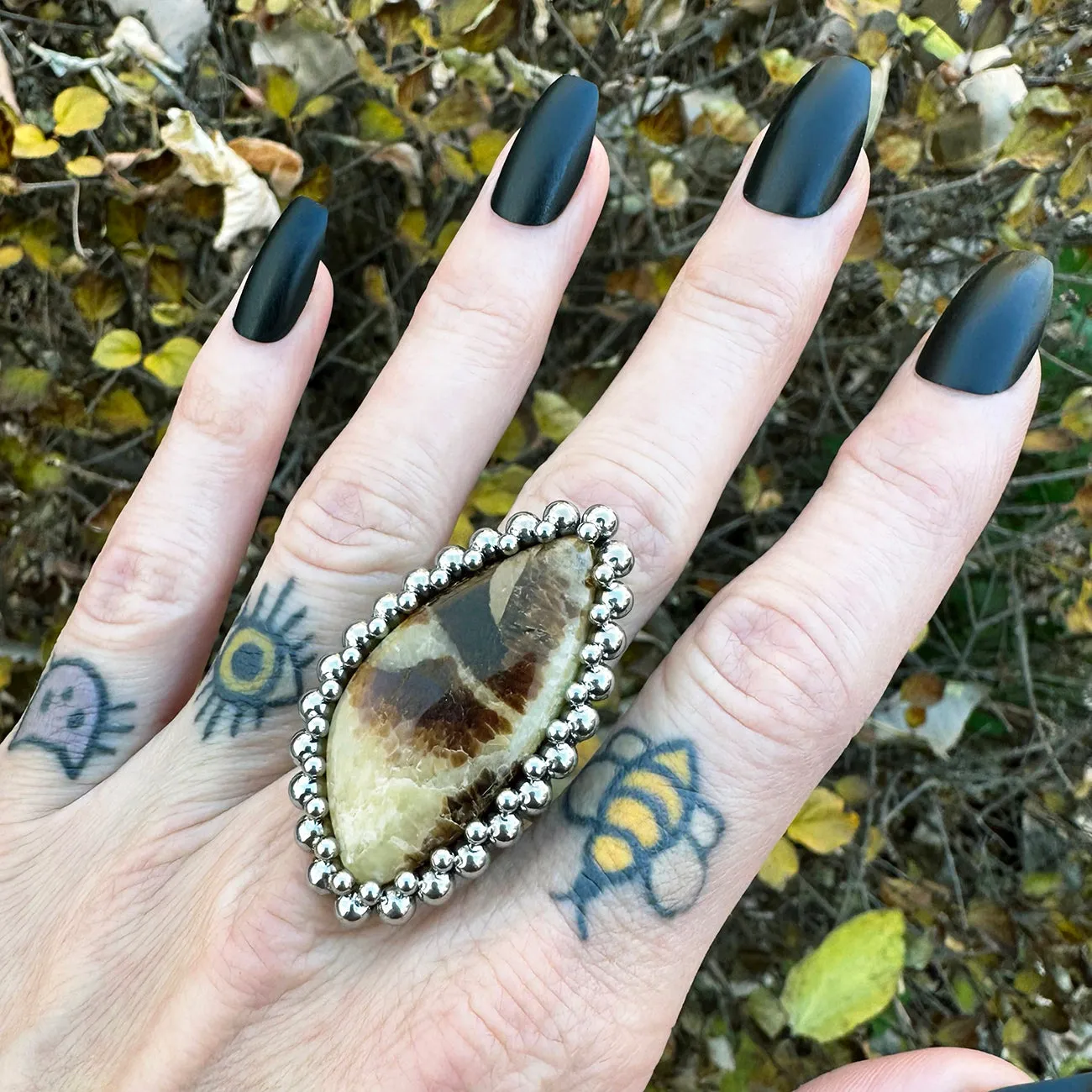 GEMSTONE 2023 Tall Septarian Ring: Size 9-9.25