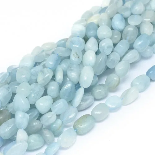 Gemstone Beads, Aquamarine, Natural, Chip Strand, 7-14mm