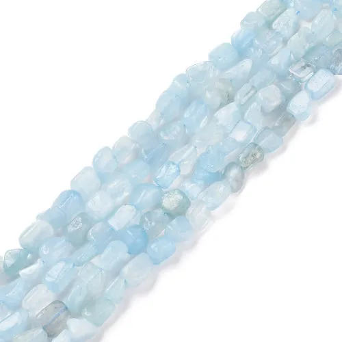 Gemstone Beads, Aquamarine, Natural, Chip Strand, 7-14mm