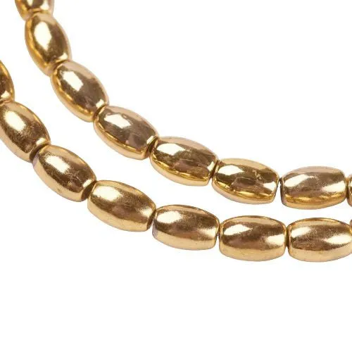 Gemstone Beads, Hematite, Synthetic, Non-Magnetic, Electroplated, Oval, Gold, Plated, 5mm