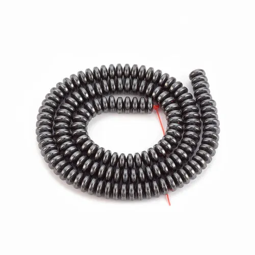 Gemstone Beads, Hematite, Synthetic, Non-Magnetic, Electroplated, Rondelle, Gun Black, 6mm