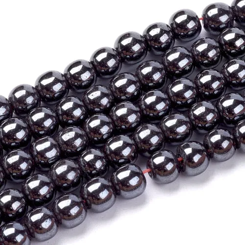 Gemstone Beads, Hematite, Synthetic, Non-Magnetic, Round, Black, 6mm