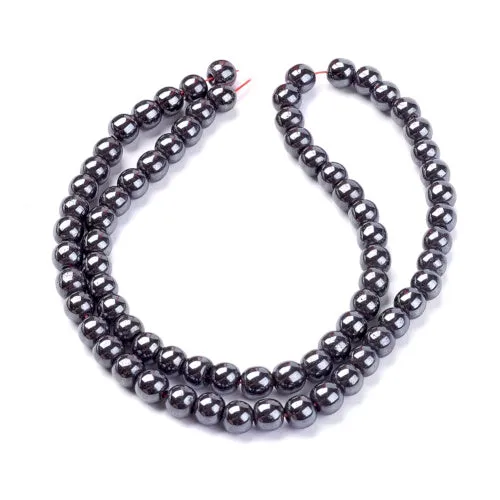 Gemstone Beads, Hematite, Synthetic, Non-Magnetic, Round, Black, 6mm