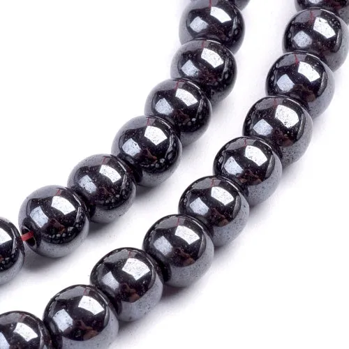 Gemstone Beads, Hematite, Synthetic, Non-Magnetic, Round, Black, 6mm