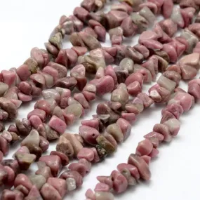 Gemstone Beads, Rhodonite, Natural, Free Form, Chip Strand, 3-5x7-13x2-4mm