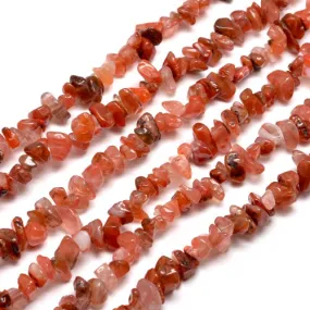 Gemstone Beads, South Red Agate, Natural, Free Form, Chip Strand, 5-8mm