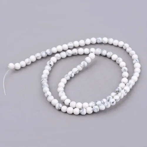 Gemstone Beads, Synthetic, Frosted, Howlite, Round, White, 12mm