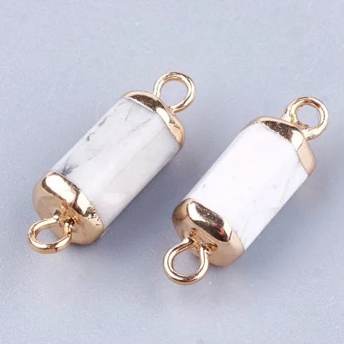 Gemstone Connectors, Natural, Howlite, Column, Golden, Iron, Link, 20-21mm