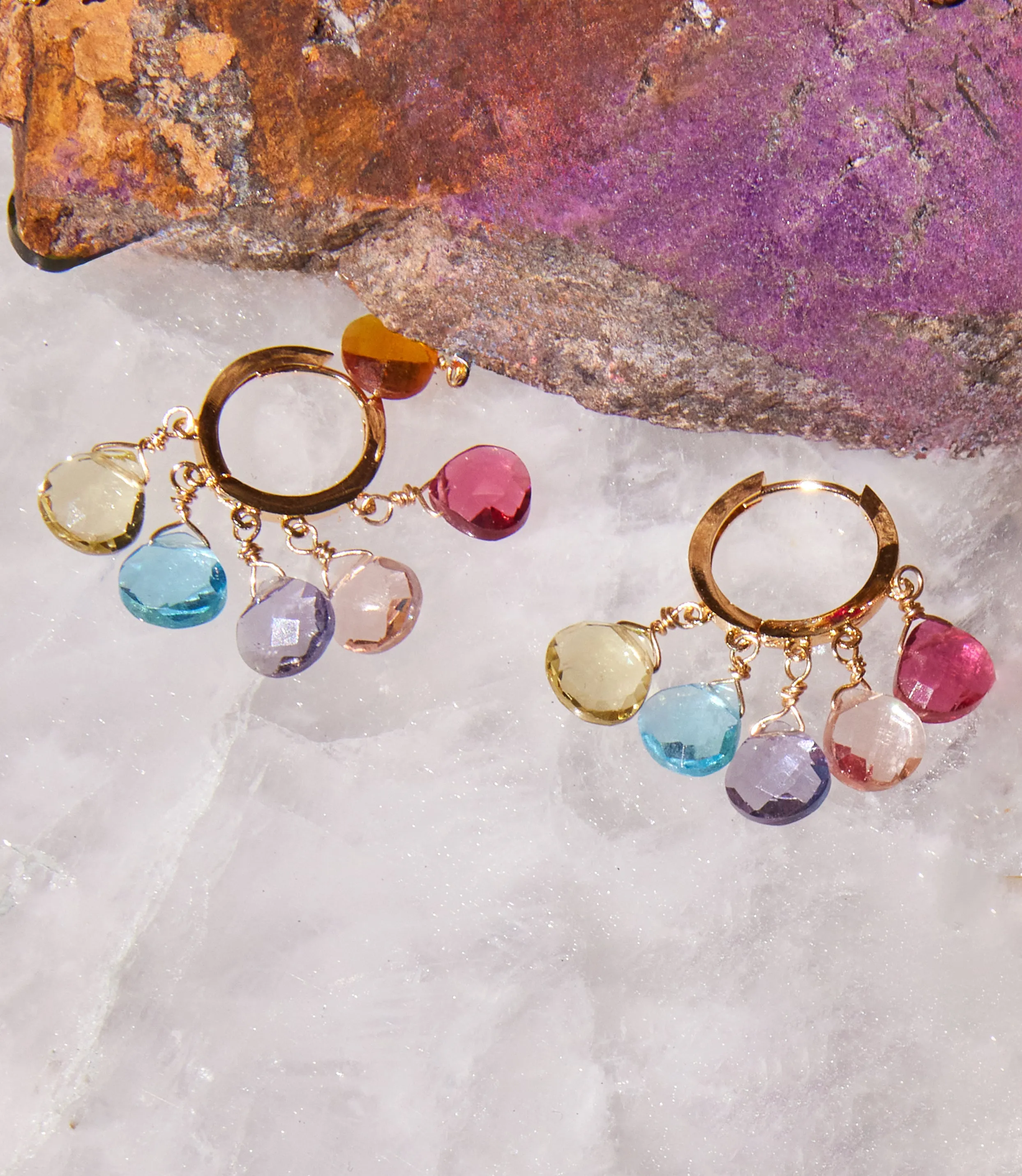 Gemstone Huggie Earrings