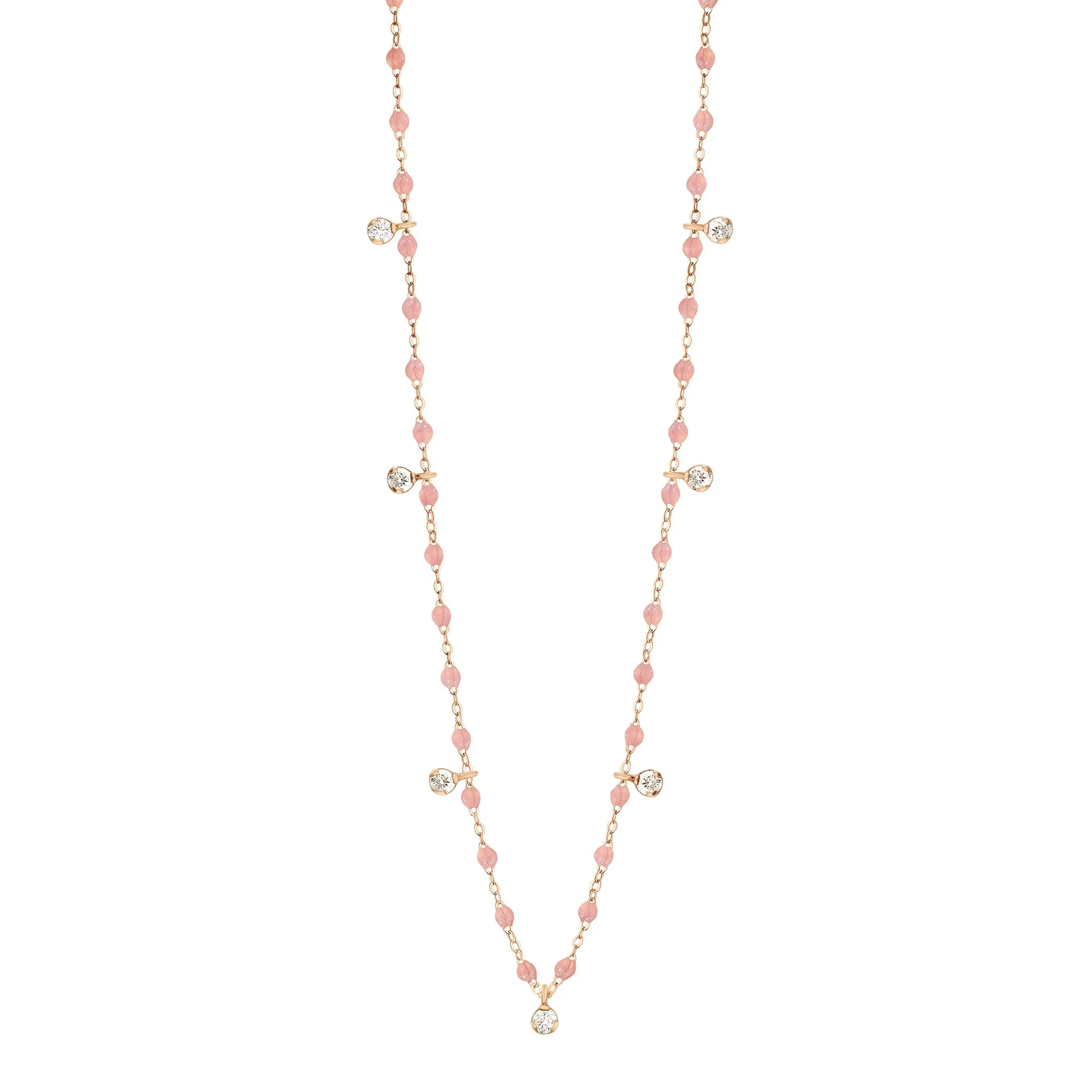 Gigi Supreme Classic 7 Diamond Necklace, Blush, Rose Gold, 19.7