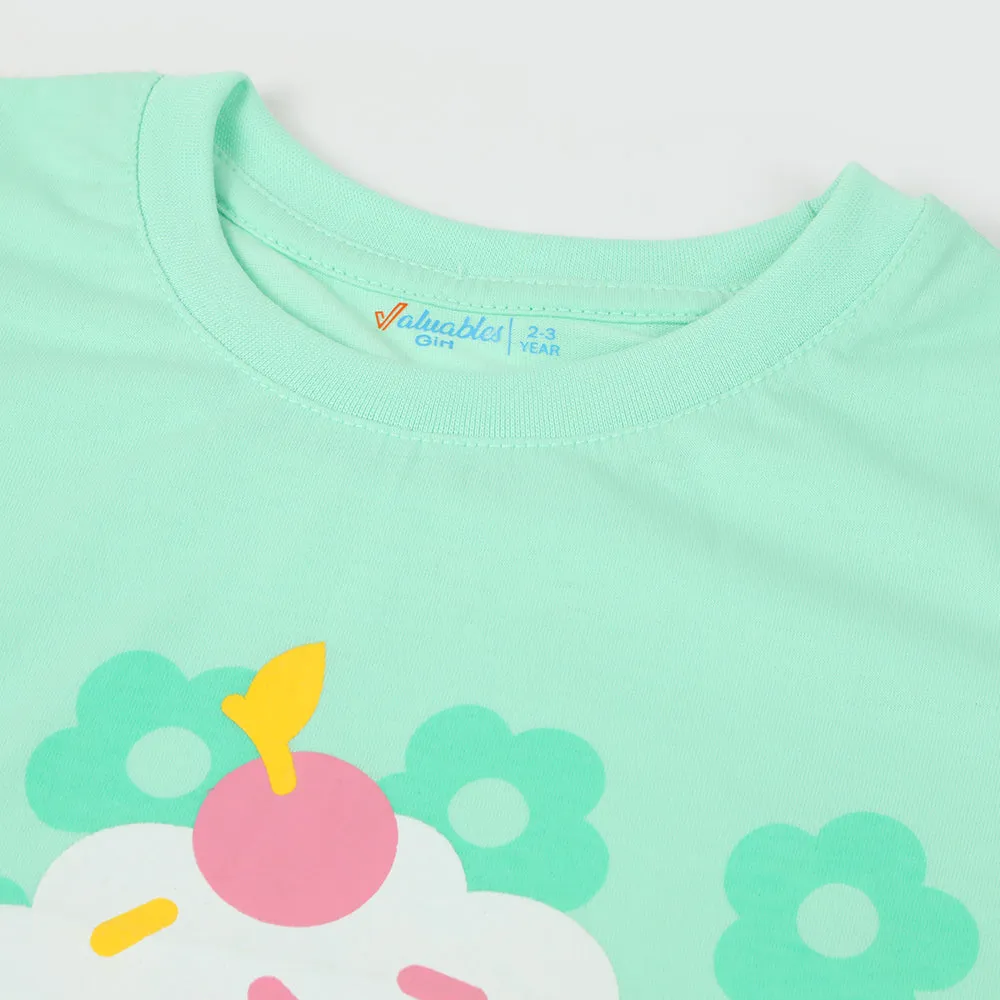 Girls Half Sleeves T-Shirt - Cyan