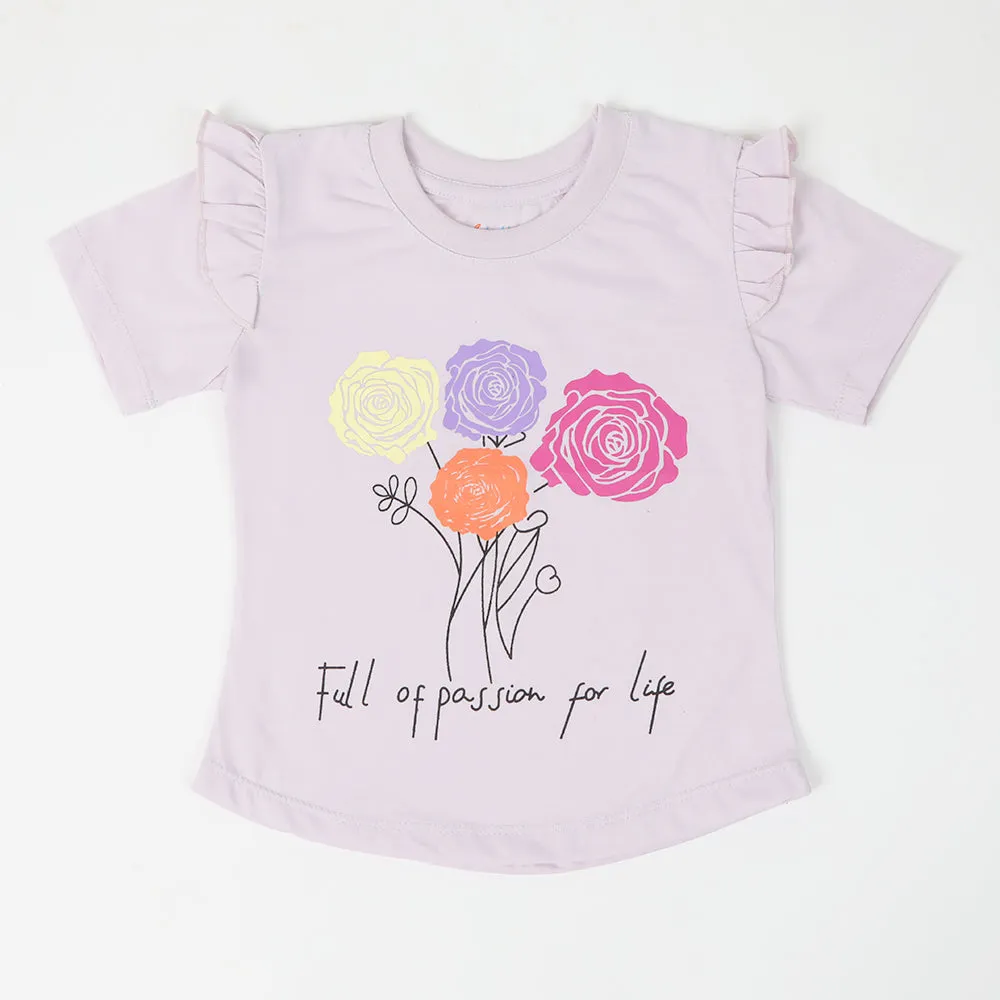 Girls Half Sleeves T-Shirt - Light Purple