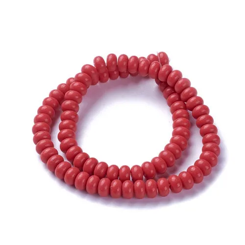 Glass Beads, Rondelle, Opaque, Red, 8mm