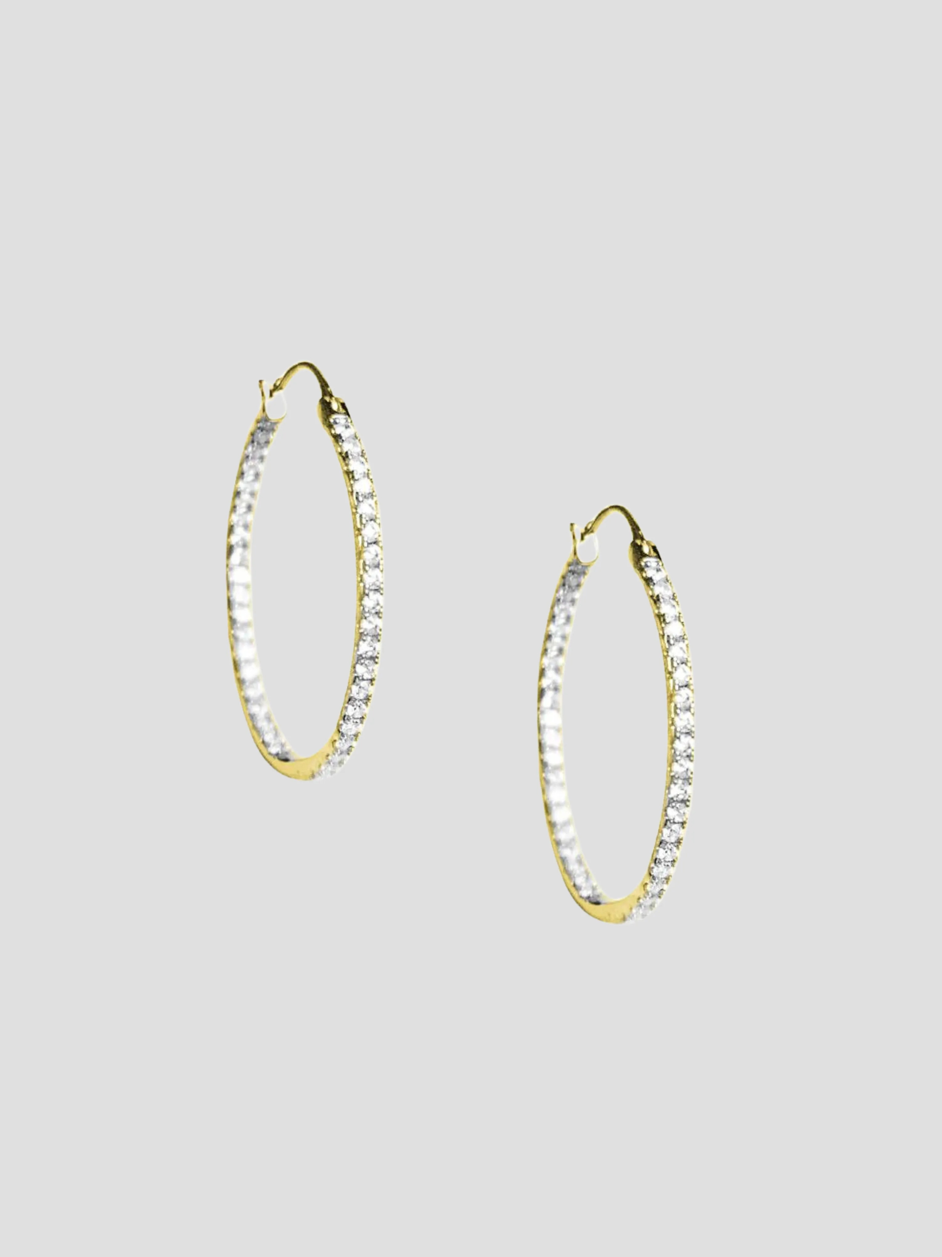 Gold Rhinestone Hoops