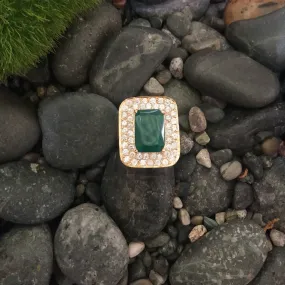 Green Agate with White Zircon Cocktail Ring