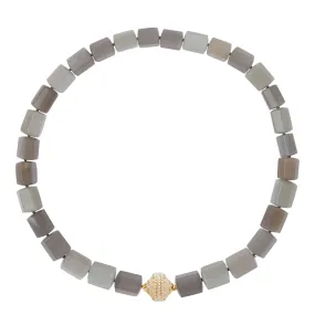 Grey Hexagon Moonstone Necklace