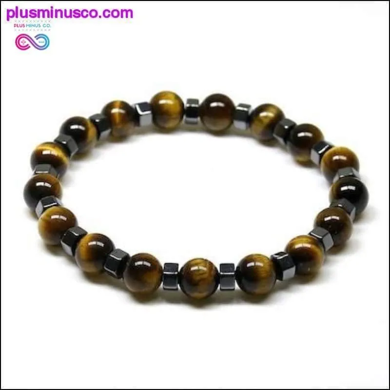 Hematite Beaded and Tiger Eye Stone Natural Stone Bracelet -