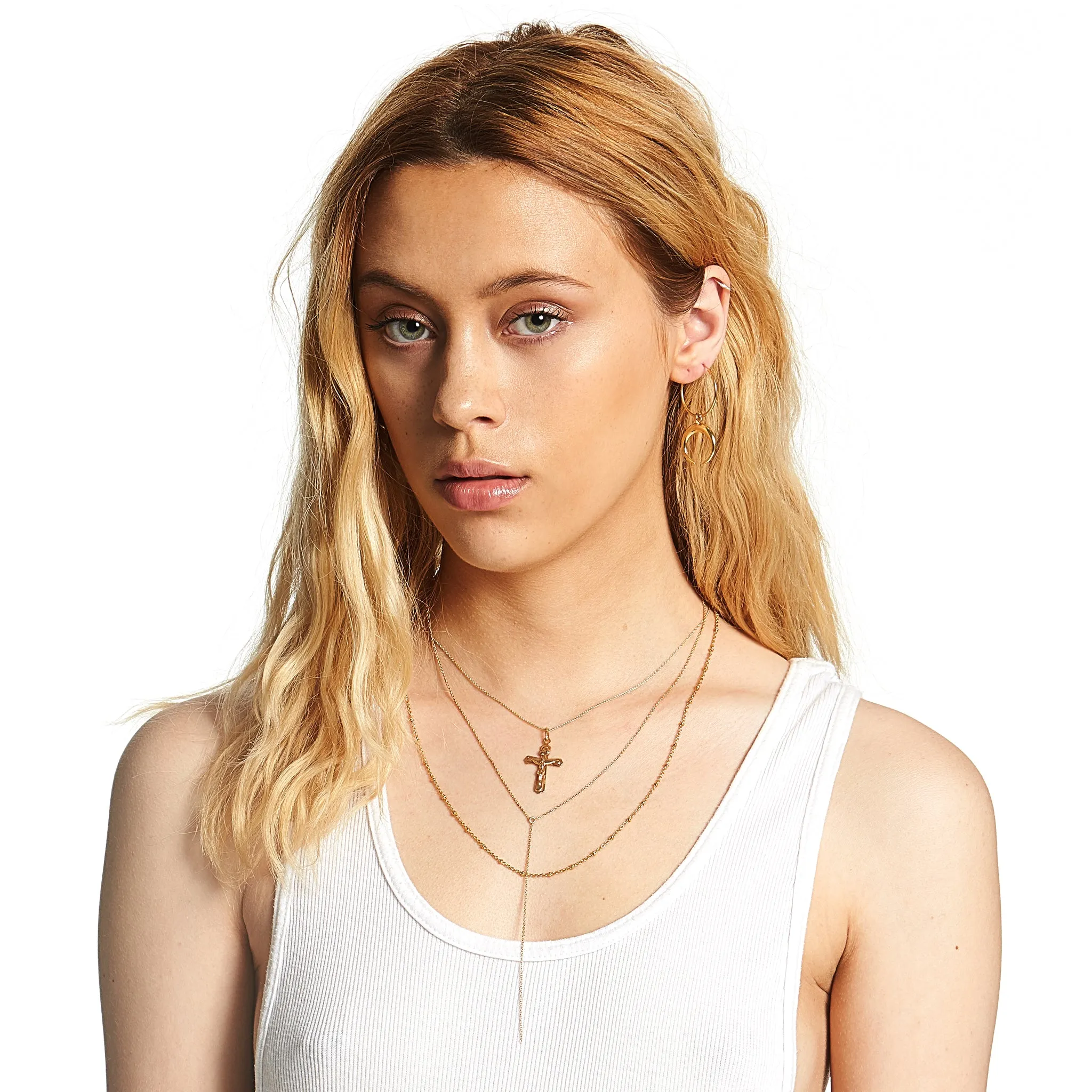 Henchey Crucifix Necklace and Choker in Gold