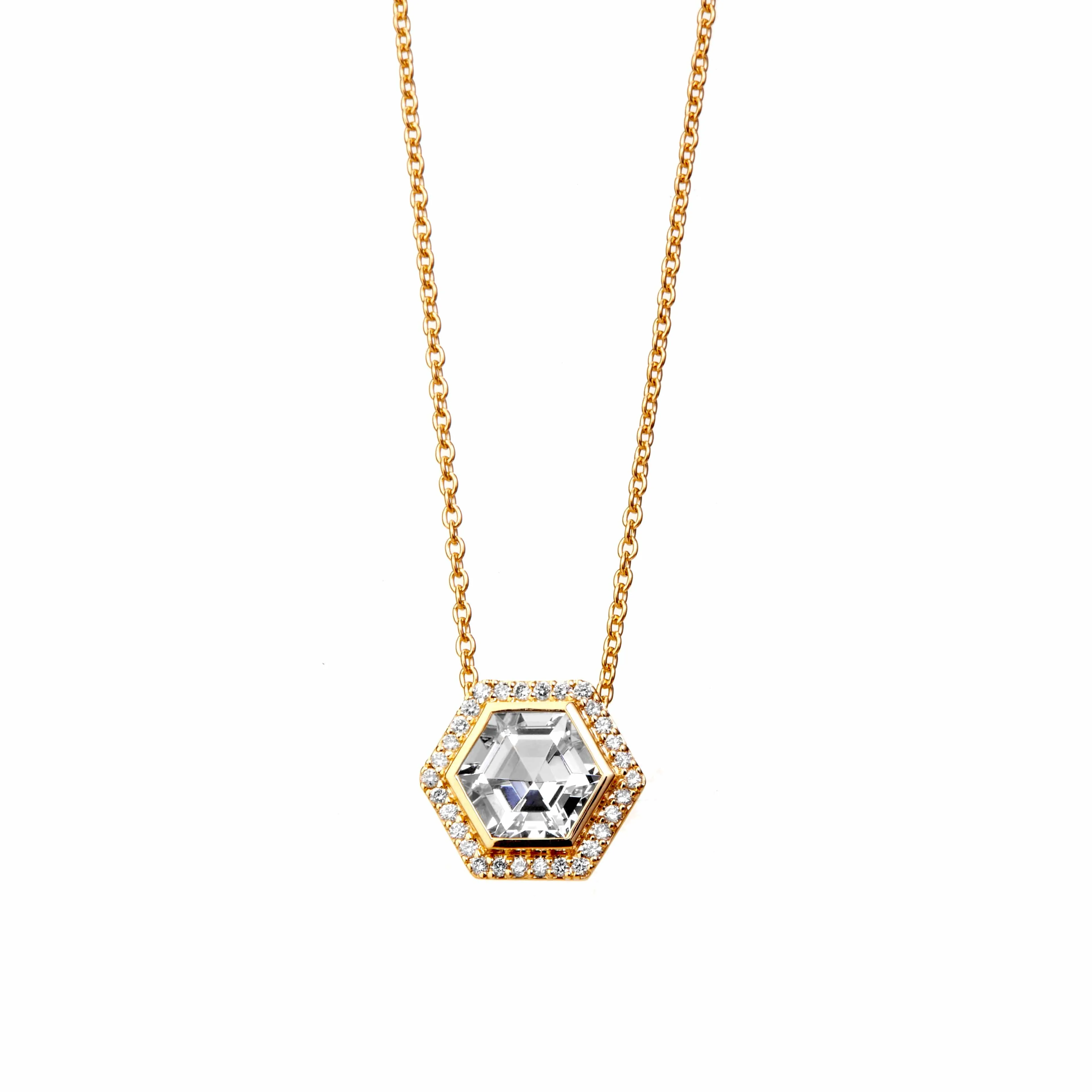 Hex Gemstone Diamond Necklace