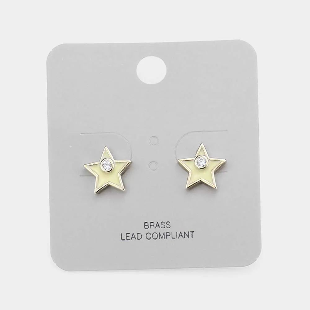 iLLASPARKZ Brass Metal Rhinestone Star Stud Earrings