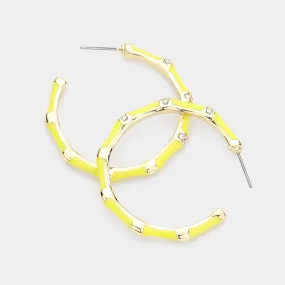 iLLASPARKZ Rhinestone Embellished Enamel Metal Hoop Earrings