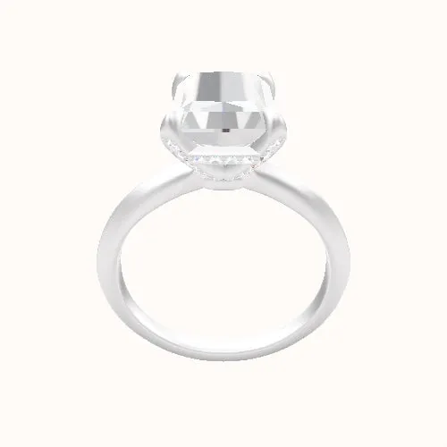 Knife Edge Engagement Ring With Pave Basket Head