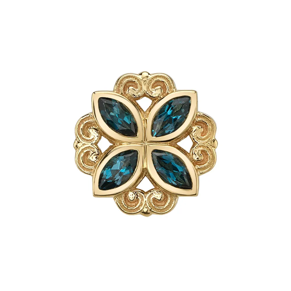 Lamia Marquise Bezel Threaded End in Gold with London Blue Topaz'