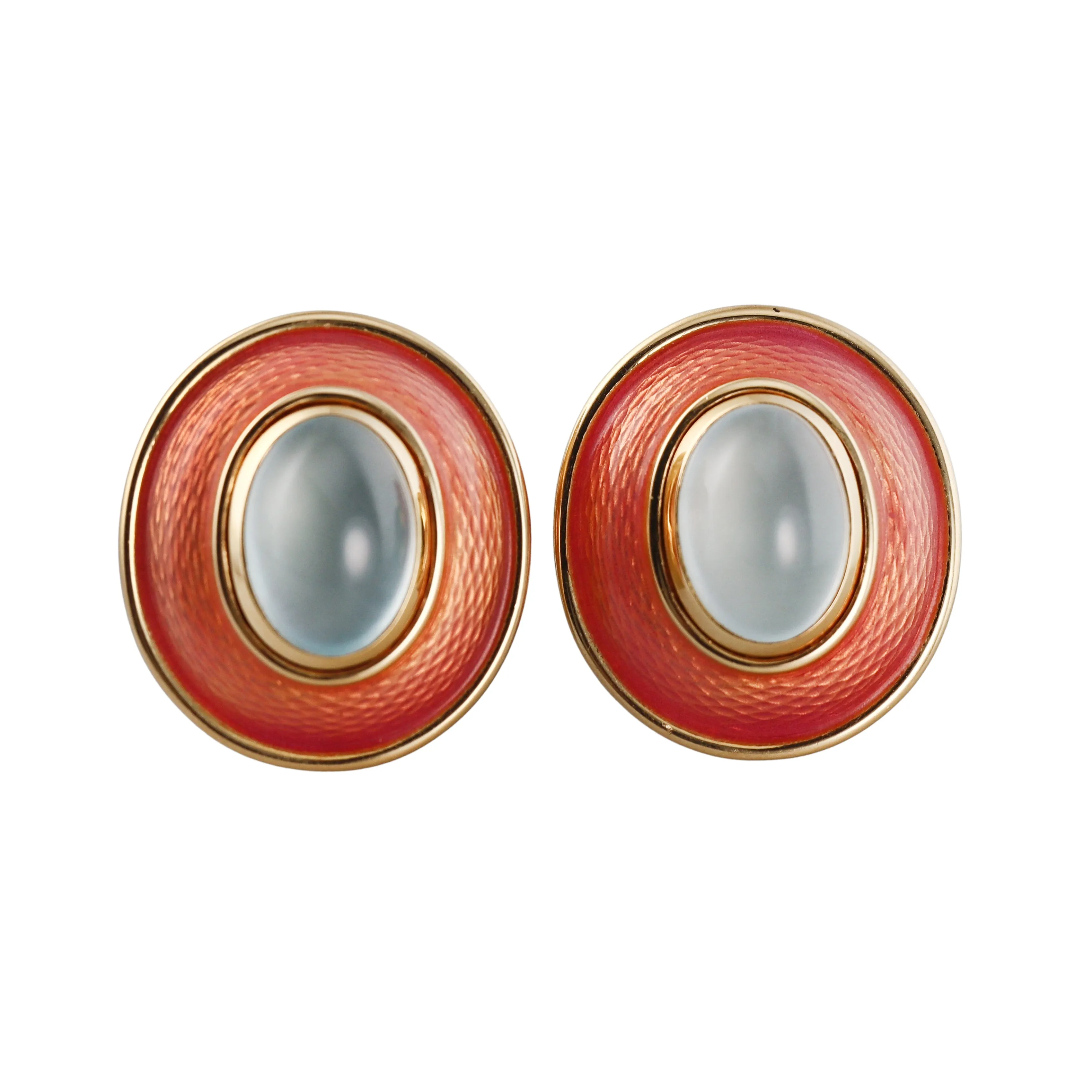 Leo de Vroomen Enamel Moonstone Gold Earrings