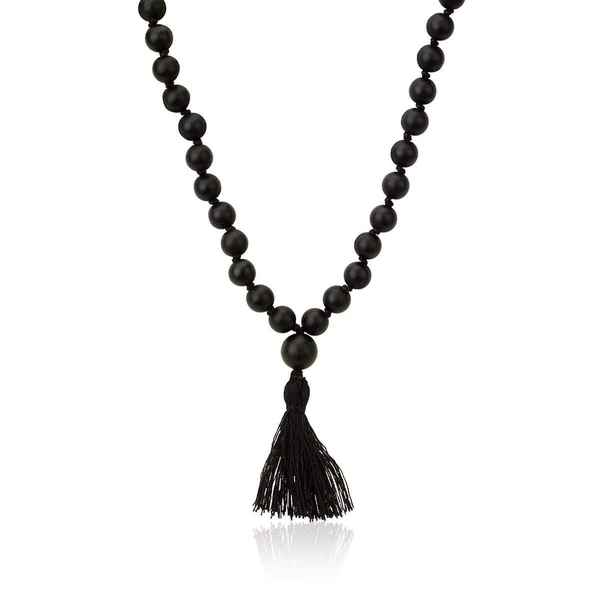 LH x JA Akasha Onyx Mala Bead Tassel Necklace