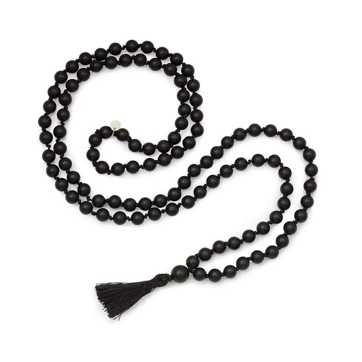 LH x JA Akasha Onyx Mala Bead Tassel Necklace