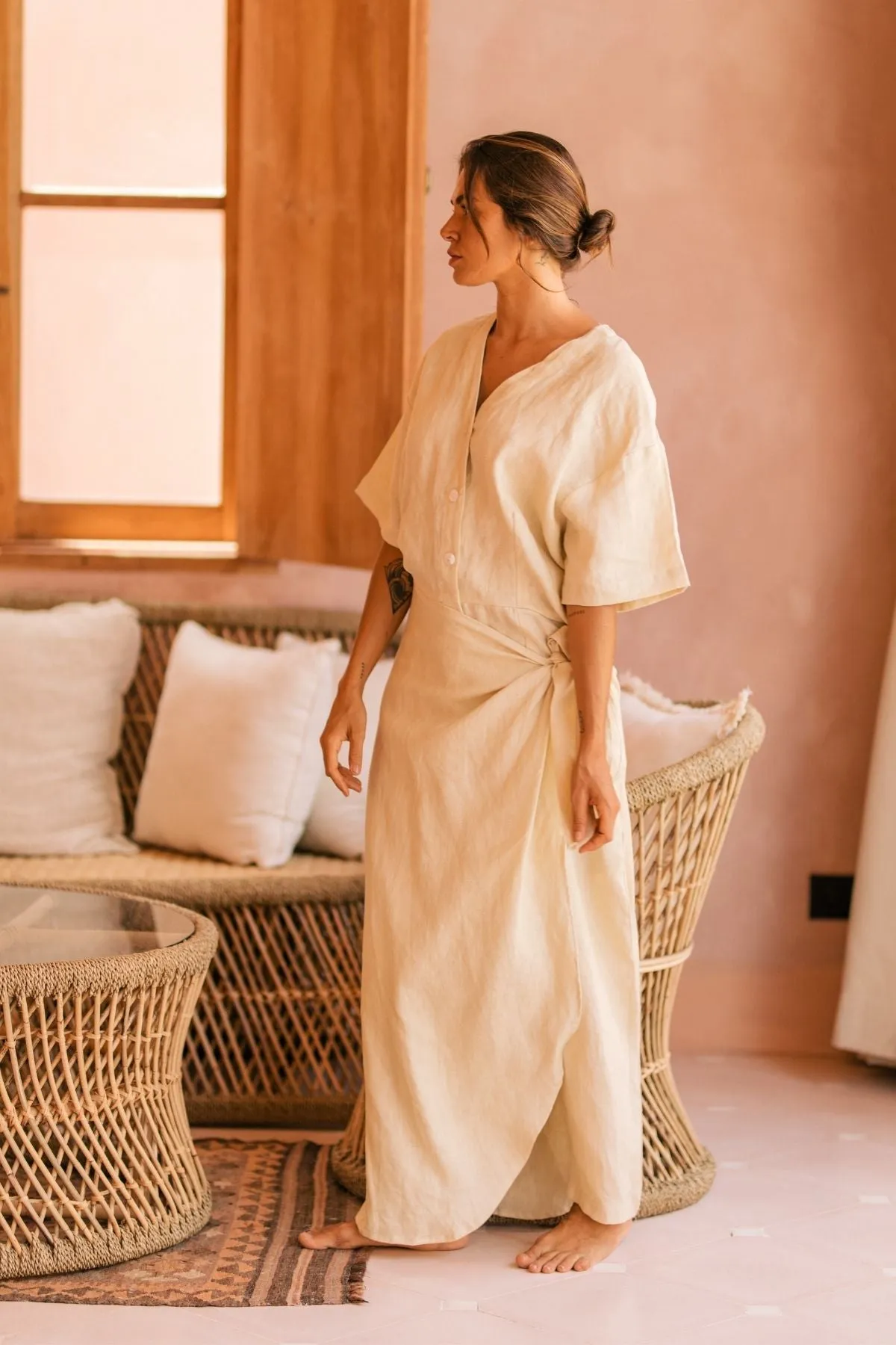 Linen Temple Wrap Playsuit