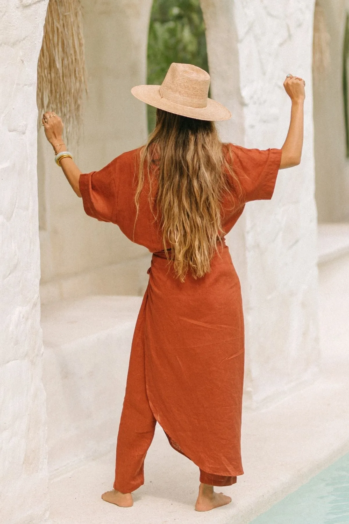 Linen Temple Wrap Playsuit