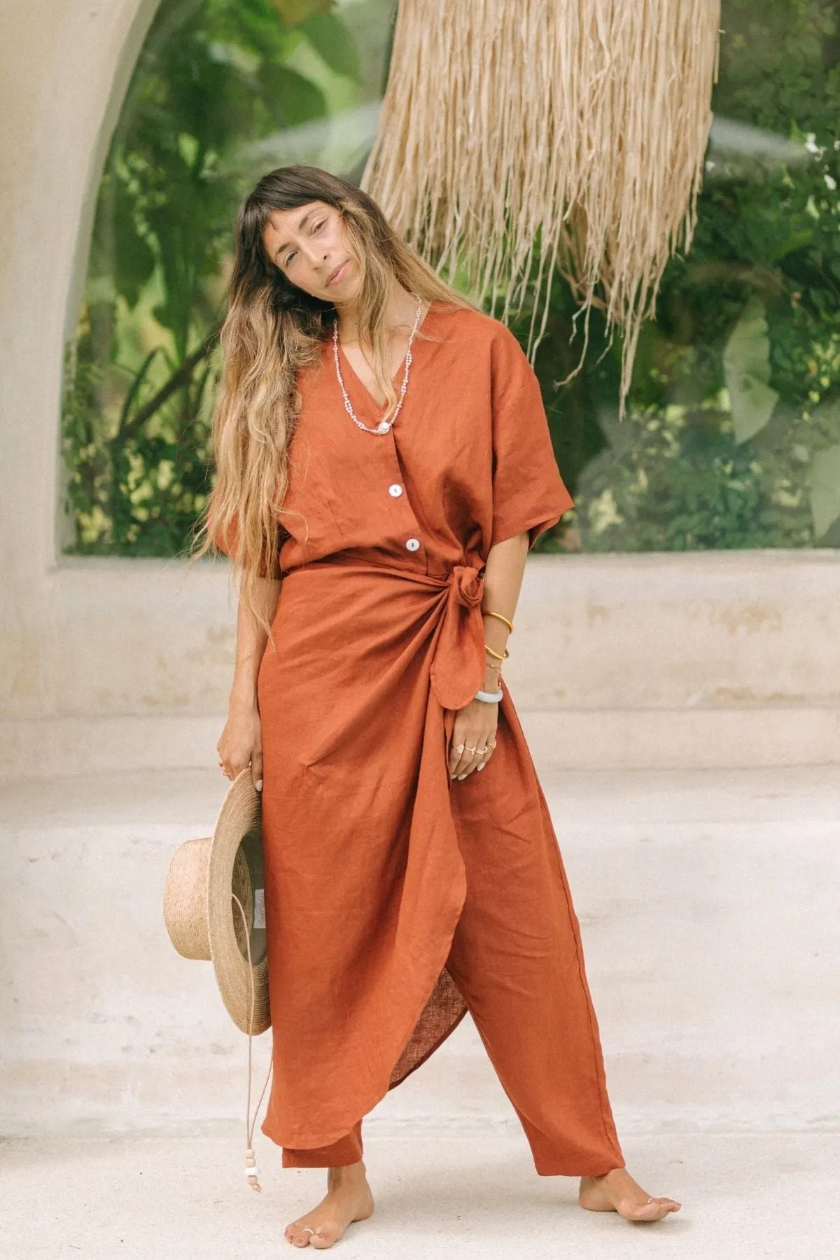 Linen Temple Wrap Playsuit