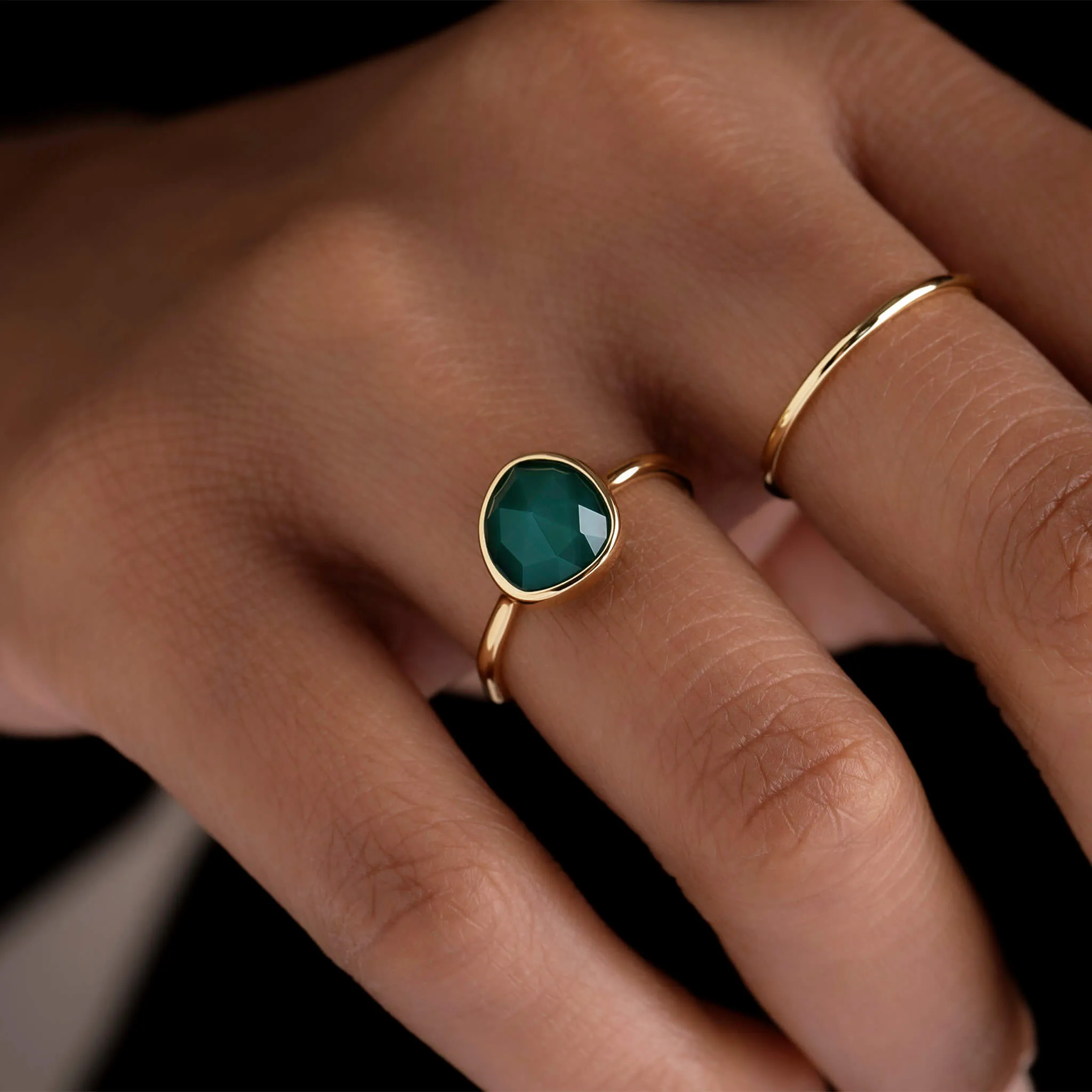 LUNA RING - GREEN ONYX